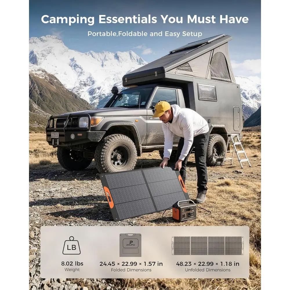 110 Watt Portable Solar Panel N-Type 16BB for Power Station,Mono Foldable Solar Panel for Jackery 300/500/Ecoflow/Anker Solix/Bl