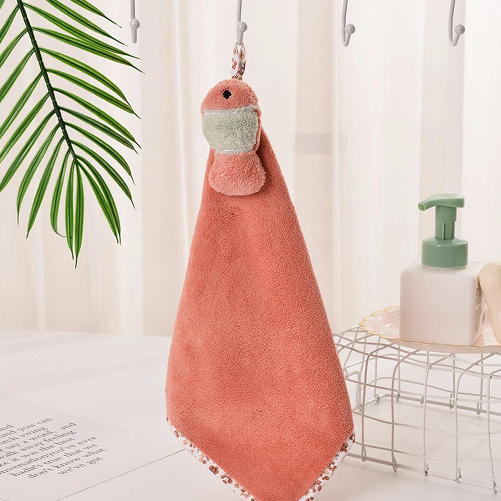 

4Pcs Hand Towels Wipe Handkerchief Soft Absorbent Fast Drying Hanging Cartoon Design Ideal for Home Bathroom Travel Decorative