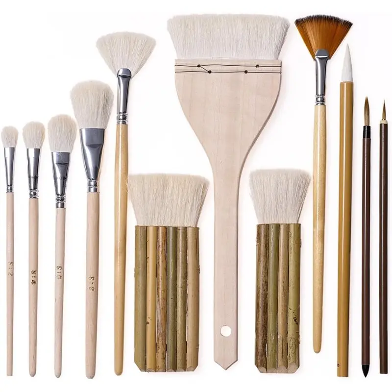 

【Электронные аксессуары】Набор из 12 кистей для глазури из козьего волоса, профессиональные кисти с мягкой щетиной для глины, акрила.