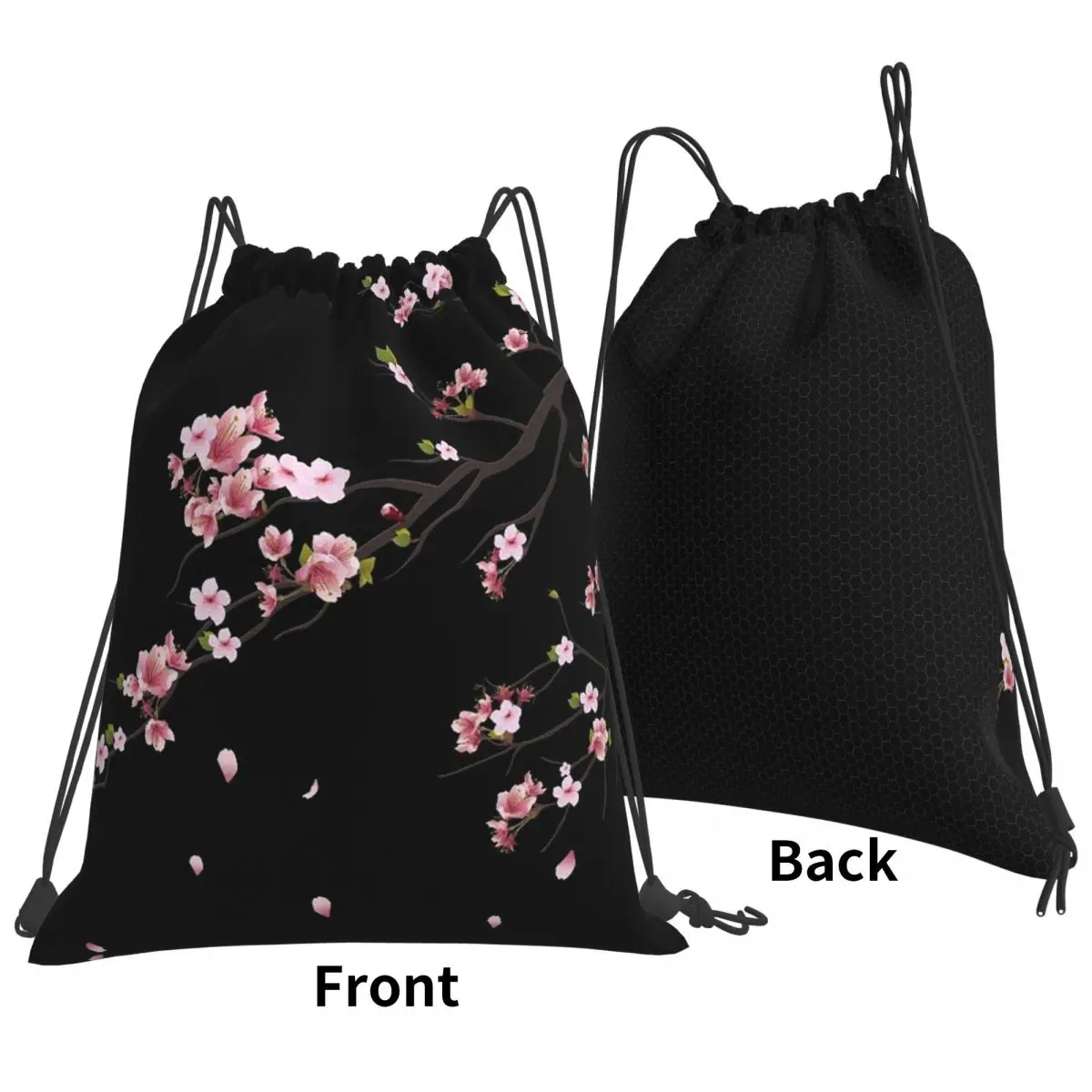 Japanese Sakura Cherry Blossoms Backpacks Portable Drawstring Bags Sports Bag Book Bags for Travel School