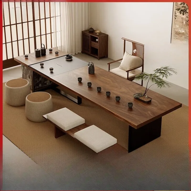 

Black walnut reception room and chair combination new Chinese office integrated