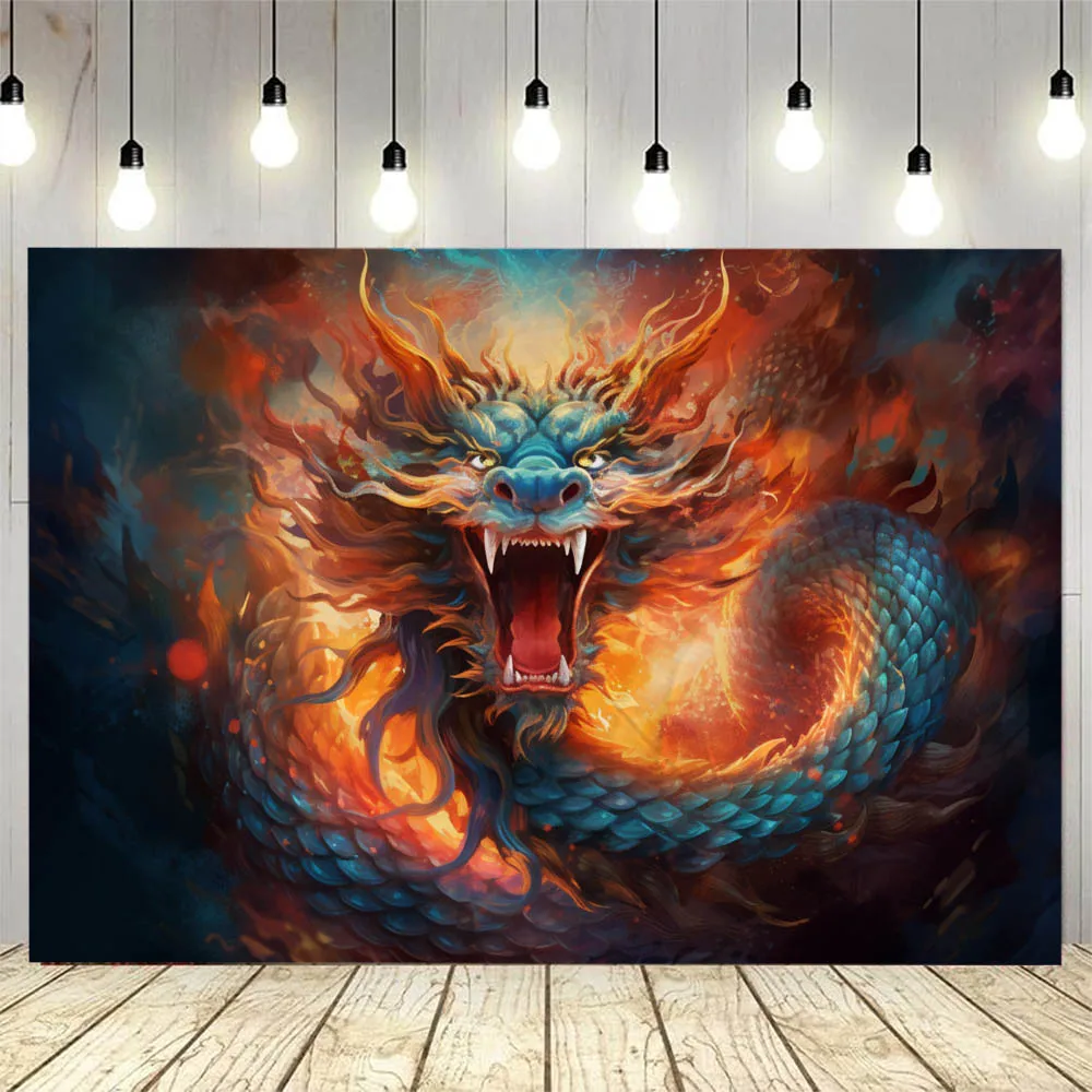 Ancient mythology dragon art tapestry psychedelic scene wall hanging bedroom, living room hippie aesthetic decoration