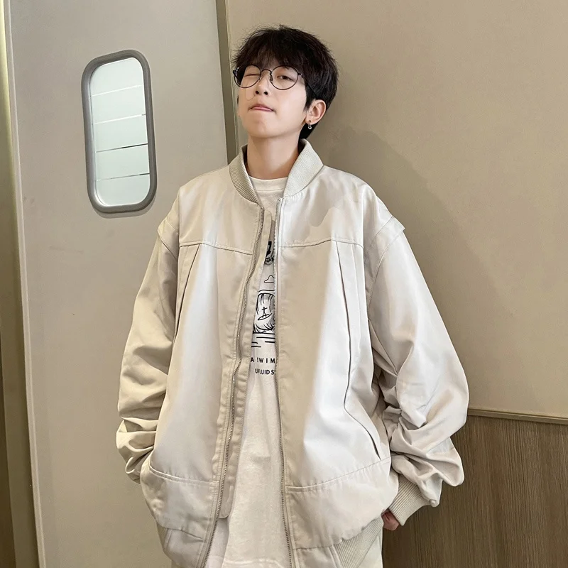 

Мужская свободная куртка-пилот High Street для весны и осени, в стиле хип-хоп, бейсбольная куртка на молнии с длинными рукавами, антибактериальная верхняя одежда