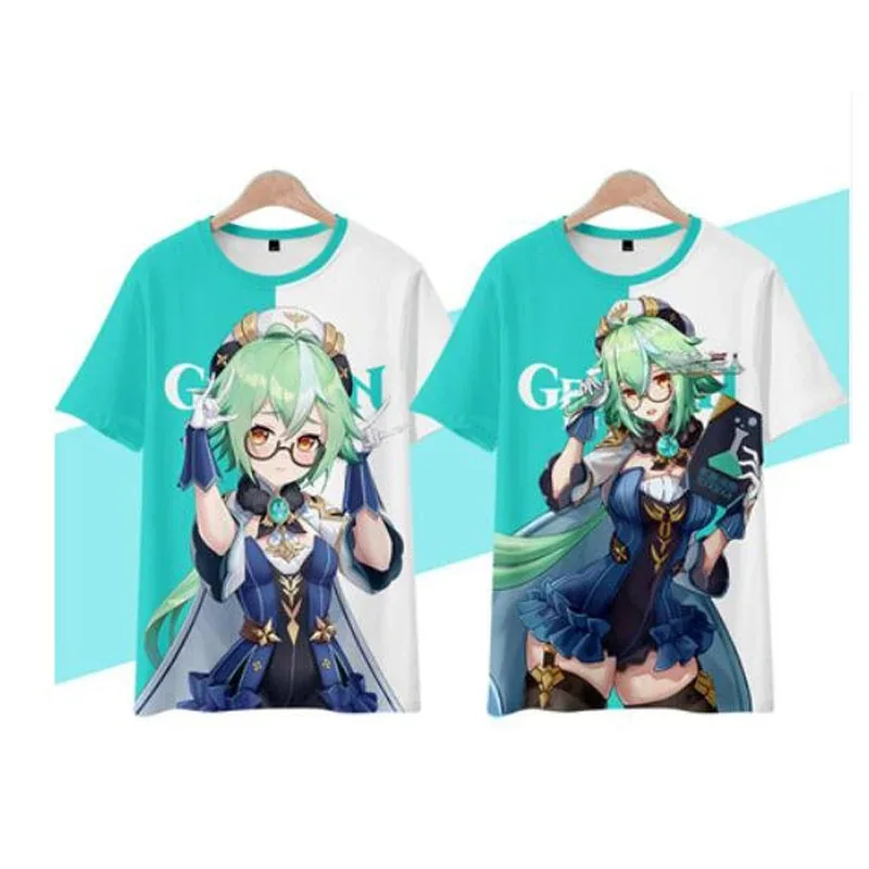 

Game Genshin Impact 3D Print T Shirt Women Men Summer Fashion Short Sleeve Funny Tshirt Graphic Tees Sucrose Cosplay Costume