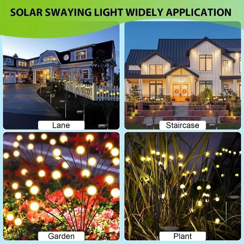 10LEDs Solar Lawn Light Firefly Light IP65 Suitable Outdoor Park Courtyard Path Wedding Festival Atmosphere Decorative Light