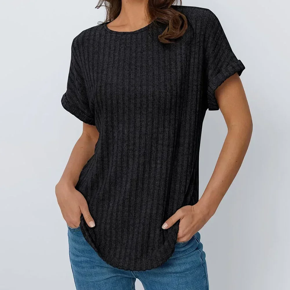 

Retro Style Blouses Casual Blouses Intermediate Elasticity Leisure Occasion Minimalist Style Round Neck Design Blouse S