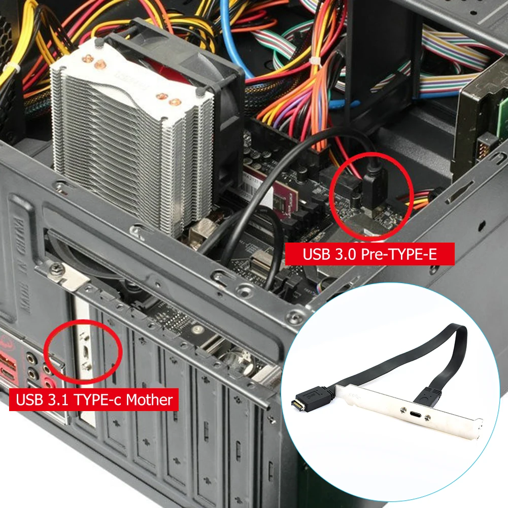 Connectors USB 3.1 Front Panel Header Type E to Type C Motherboard Extension Cable Gen 2 10Gbps Internal Adapter Cable 30cm