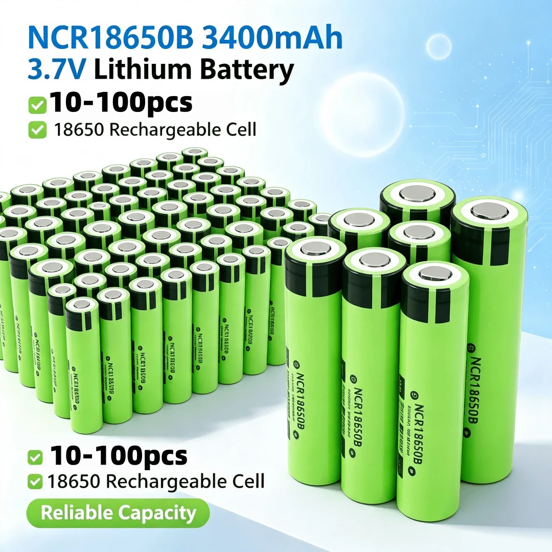 10-100PCS NEW NCR18650B 3.7V 3500mAh 34B Lithium Rechargeable Batteries for Flashlights Power Tool 18650 Batteries