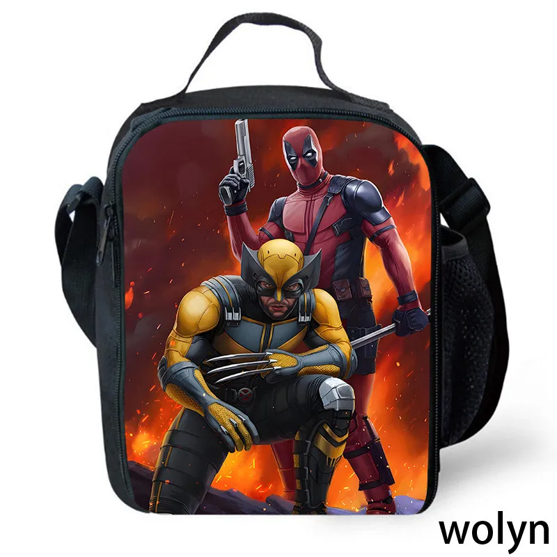 

Сумки для обеда для детей, школьные сумки для пикника Deadpool & Wolverin с героями мультфильмов для девочек и мальчиков, детские изоляционные сумки-холодильники для детей от 4 до 10 лет