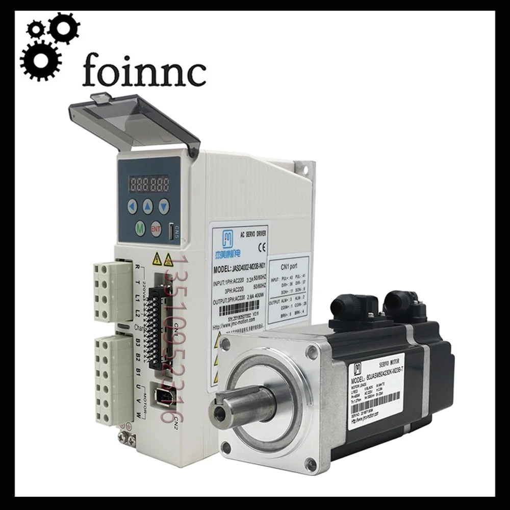 

Cnc 220v 400w 3000rpm Ac Servo Motor Drive 17-bit Machine Tool Encoder Jmc 1.27nm 60mm 60jasm504230k-17bc+jasd4002-20b-no1