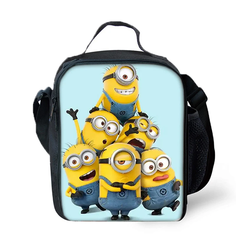 Minionses Insulated Lunch Bag Kids Bento Pack Cute Cartoon Thermal Food Bag Boy Girl Meal Pack Student Waterproof Lunch Handbag
