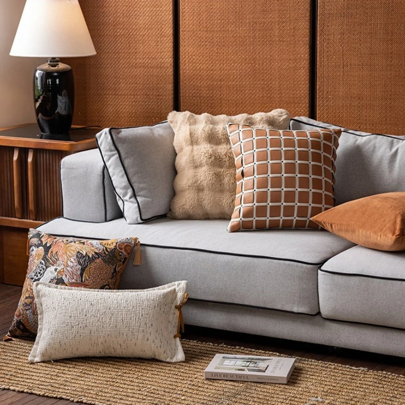 

Modern Retro Jacquard Cushion Cover Brown Coffee Color Luxurious Texture Pillow Cover Living Room Sofa Home Decor Cushion Case