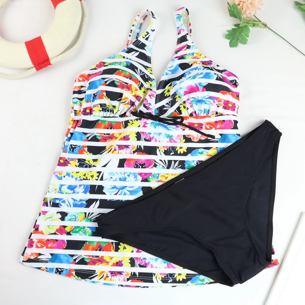 2024 Nowy kostium kąpielowy dla kobiet Tankini Plus Size Dwuczęściowy sportowy kostium kąpielowy z wysoką talią Strój kąpielowy Push Up Bikini 3XL