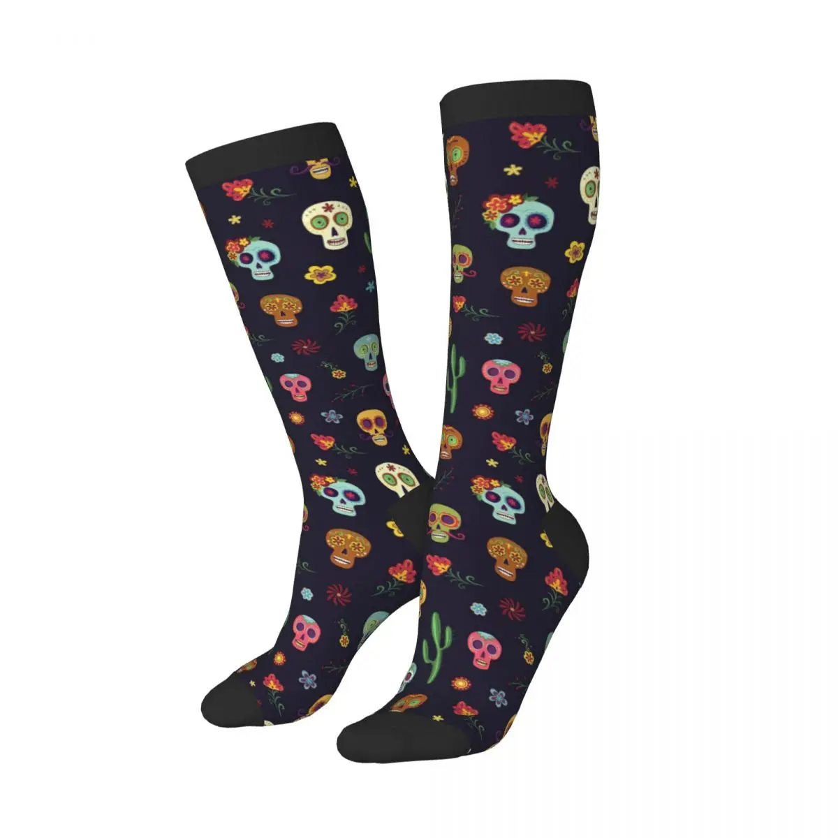 1 Pack Mexican Sugar Skulls Over-knee Long Socks Middle High School Socks