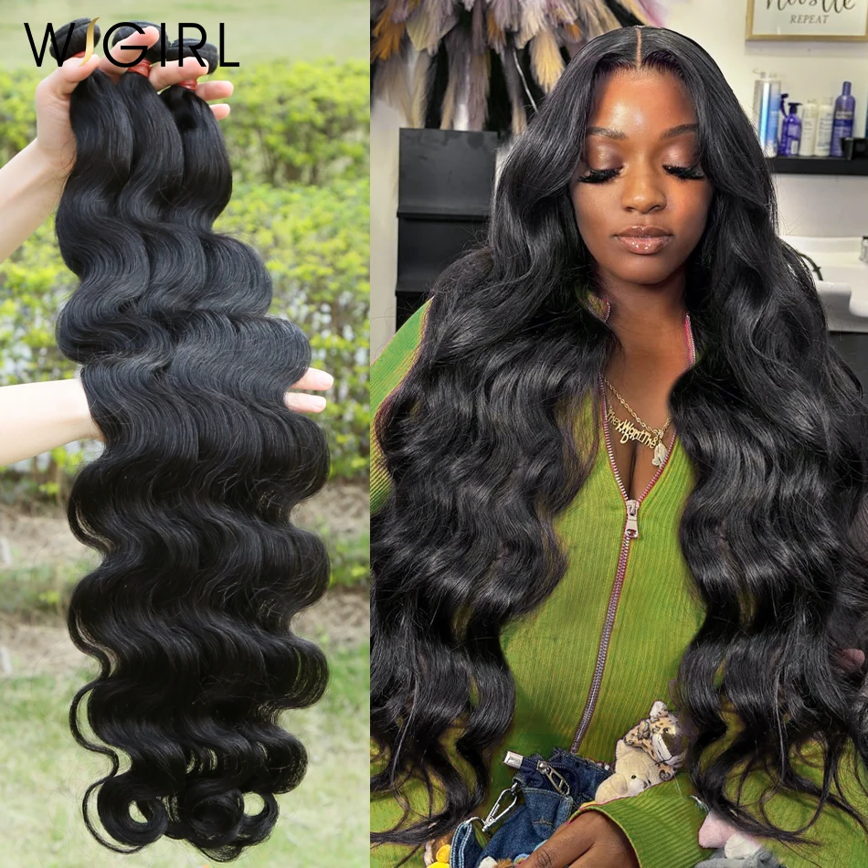 Wigirl Body Wave Bundles Human Hair 30 32 40 Inch 3 4 Remy Brazilian Hair Weave Natural Double Drawn Hair Extensions For Women