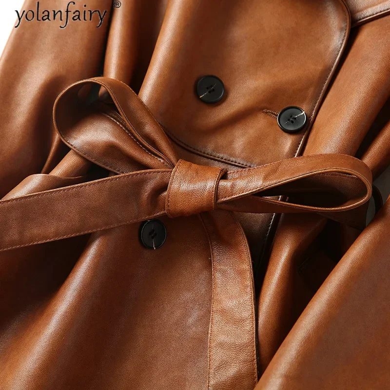 Veste en cuir véritable pour femme, manteau décontracté en peau de mouton, veste femme, mode coréenne, printemps, automne, 2021, 100%, Pph5012