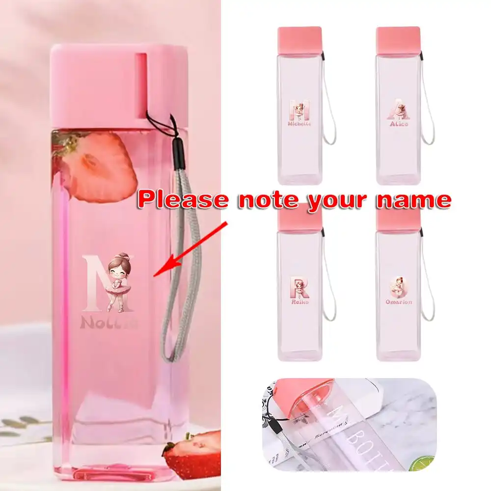 

Customized Name 500ml Clear Water Bottle Portable Sport Bottle For Travel Leakproof Drinkware Accessories For Drinking Water Cup