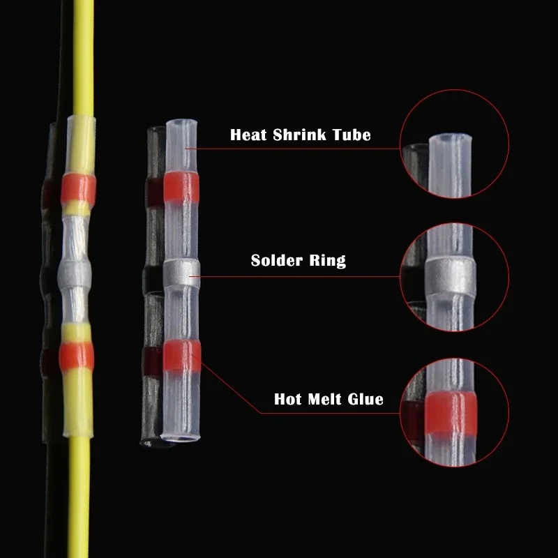

10 ~ 500pcs Solder Seal Wire Connectors 3:1 Heat Shrink Waterproof insulated Sq0.25-10mm Electrical Cable Splice Butt Terminals