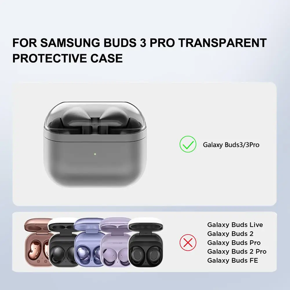 Чехол для наушников Samsung Buds 3pro/buds 3, мягкий силиконовый прозрачный противоударный чехол с силиконовым ремешком