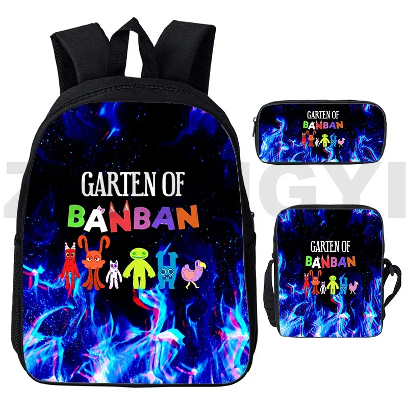 Garten of BanBan-mochila escolar con estampado 3D para niños y mujeres, bolsa cruzada para ordenador portátil, 3 unidades