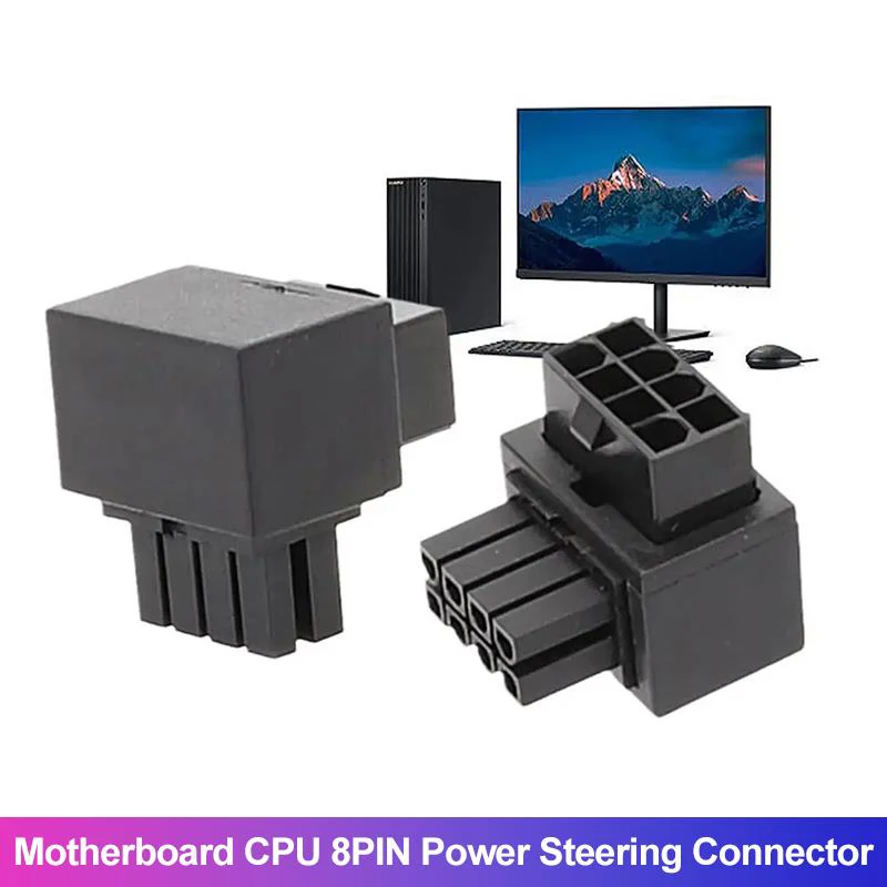 New Motherboard CPU 8 PIN Power Steering Connector New 90° Elbow CPU 8PIN Male/CPU 8PIN Female Connector Replacement Adapter