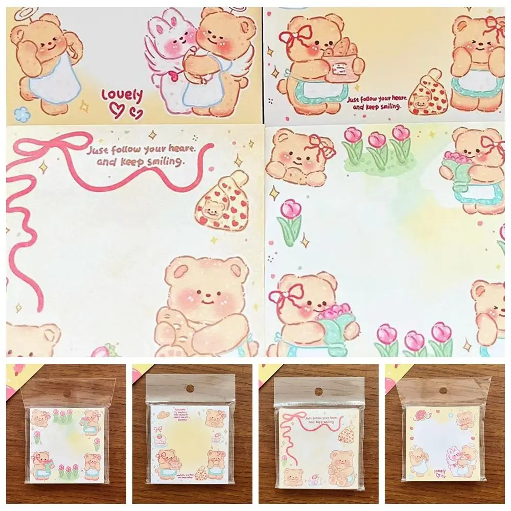 Portable Cute Butter Bear Sticky Note Simple Self-adhesive Cartoon Animal Decorative Sticker Multi-purpose Message Paper Student