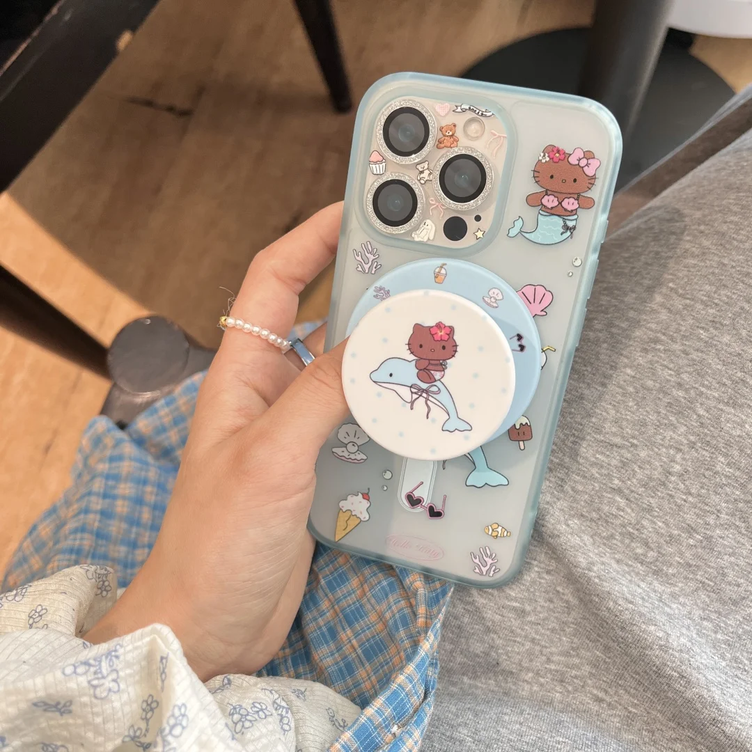 

Hello Kitty Bikini surf dolphin Clear Phone Case For Magsafe iPhone 16 Pro 15 14 13 Pro Max Case Cute Sweet cartoon art Cover