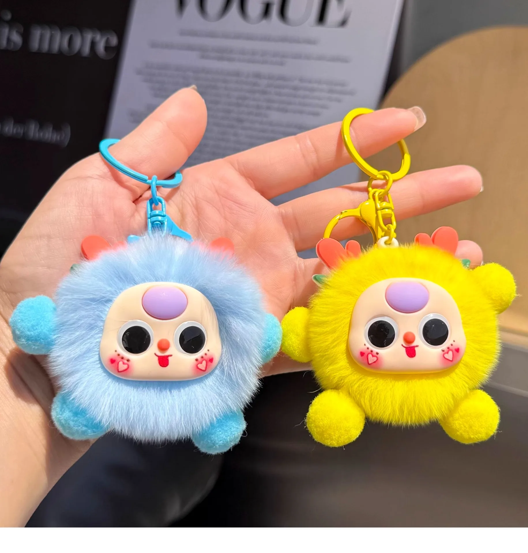 High quality fox fur bag pendant bag accessory cute plush toy car keychain gift