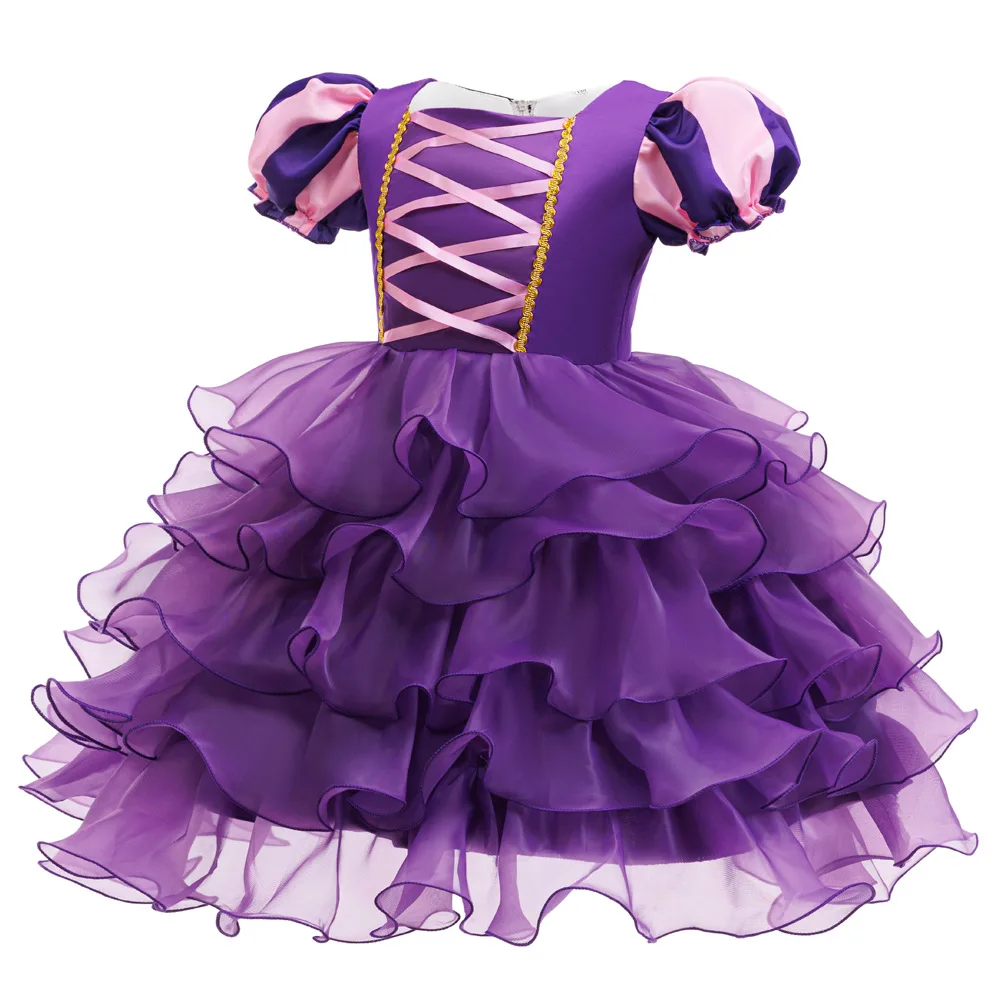 Halloween-Kostüm für Mädchen: Kleid mit Puffärmeln, Rüschen und mehreren Stoffschichten aus Tüll + Hexenhut + Süßigkeitenbeutel in Form einer Kürbis, Party-Outfit für Kinder, 3-teiliges Set. – Detail 21