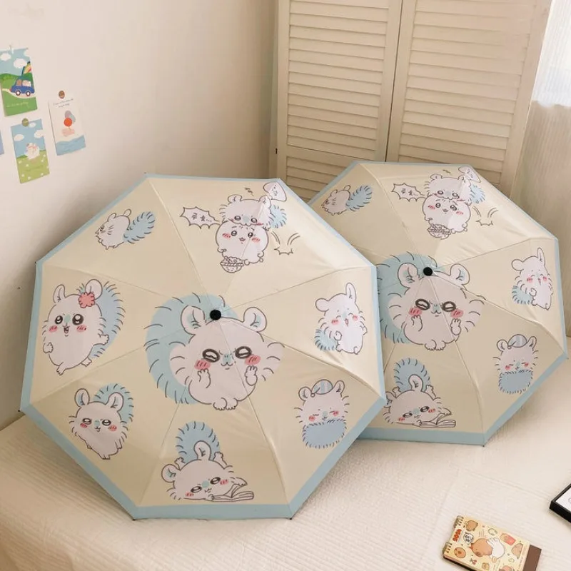 Chiikawa momonga anime peripheral creative cartoon cute print rain or shine student portable folding sun protection umbrella