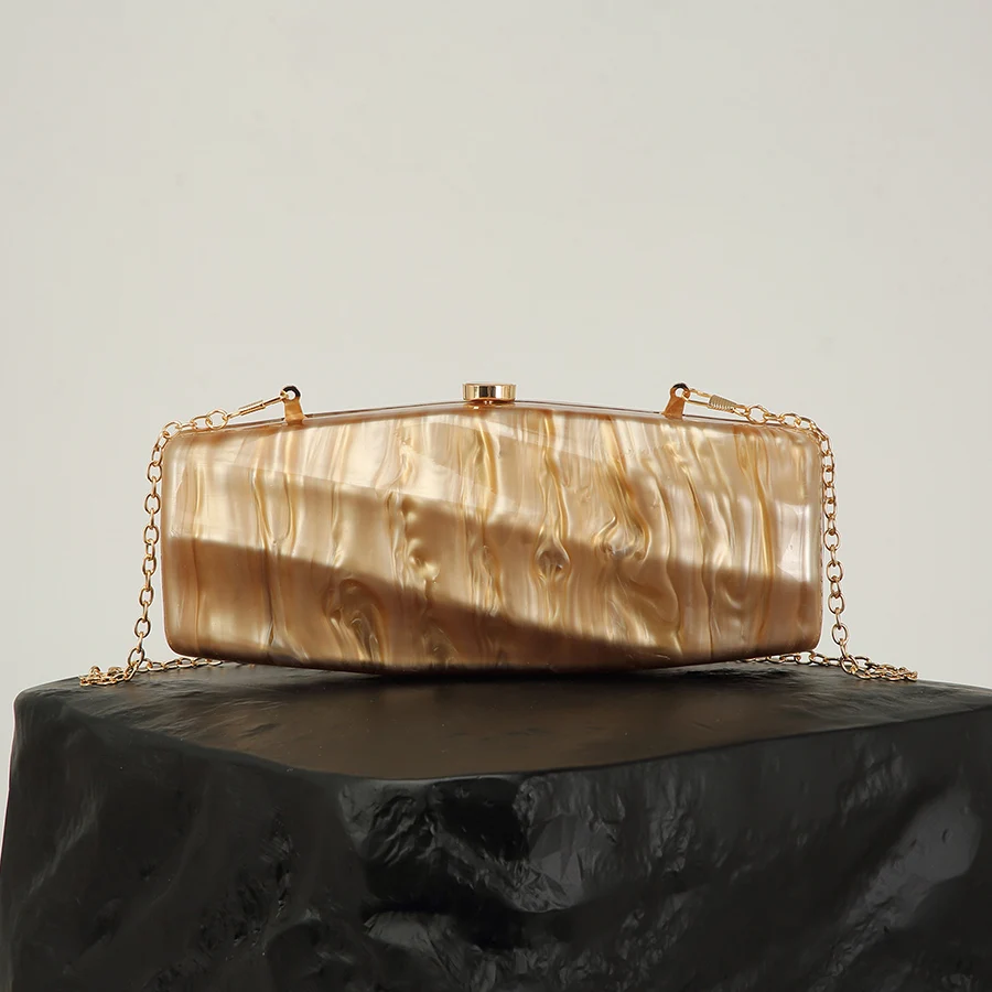 Fashion Rectangular Striped Irregular Dinner Bag Acrylic Chain Shoulder Crossbody Bags Party Evening Clutch Purse Handbag Bolsa