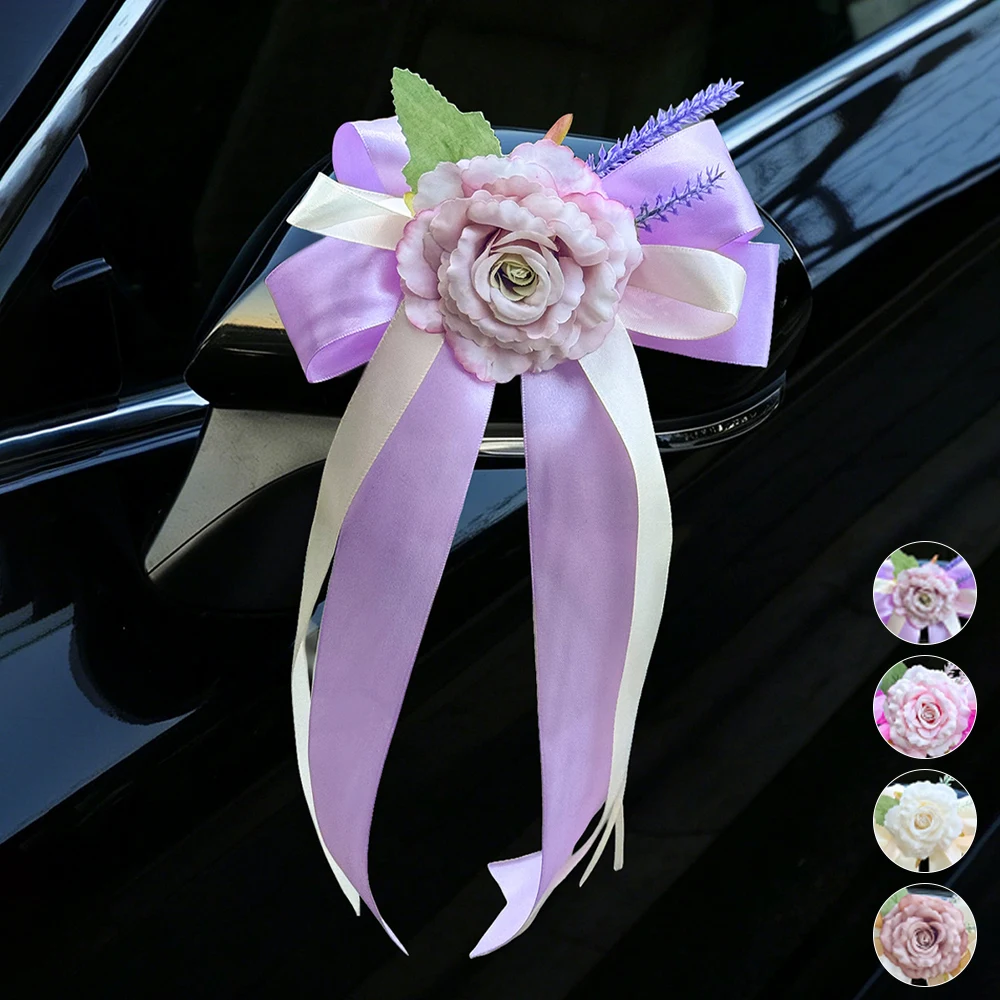 1 Stück Rosen-Dekorationsblume mit Wellenkante (mit Saugnapf) für Hochzeiten, Foto-Requisiten für Hochzeitsautos, Hochzeitsstuhl-Dekoration