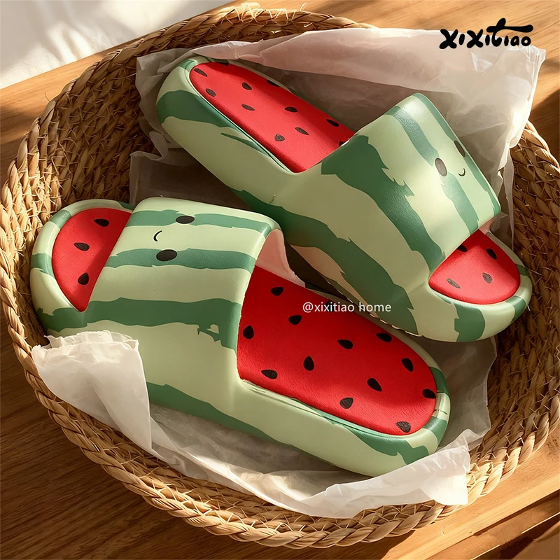 XIXITIAO Summer Cute Platform Slippers for Women Fashion Cartoon Watermelon EVA Soft Indoor Outdoor Anti-slip Sandals Home Shoes image 6