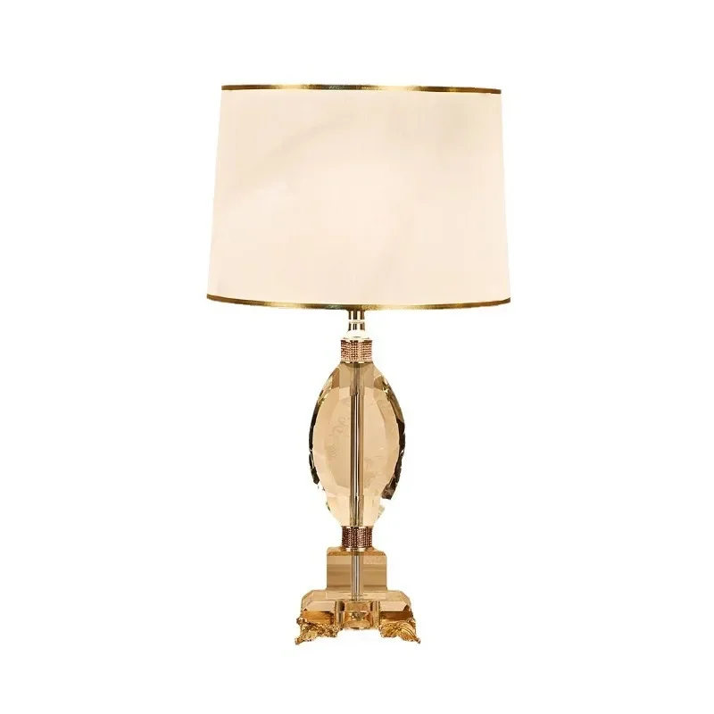 

European light luxury crystal desk lamp, warm and simple wedding room, bedroom bedside lamp warm color