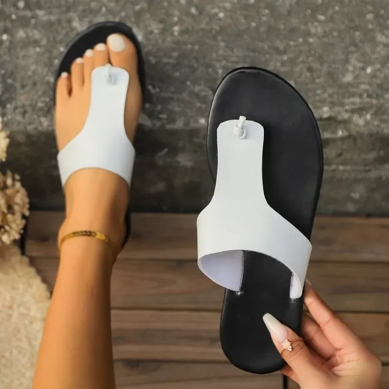 Women Slippers Outside Casual Beach Women Shoes Summer New Flats Flip Flop Sandals Walking Clip Toe Rome Buckle Ladies Slides