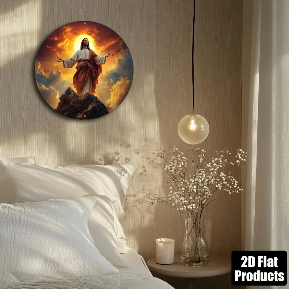 Vintage Jesus Wall Plaque 8x8 Inch Retro Religious Metal Sign for Home Bar Cafe Decor