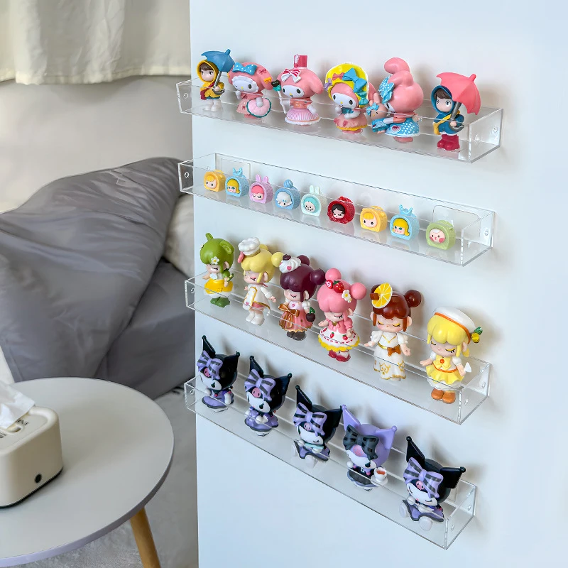 Display Rack Wall Mounted Magazine Organizer Shelf Doll Stand Transparent Wall Hanger Shelf Display Storage Rack