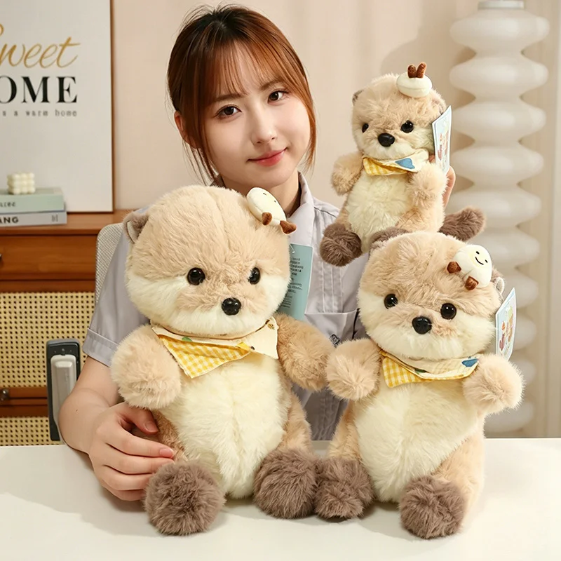 Adorable Sea Otter Plush Brown Cream With Sweet Expression And Soft Fur Stuffed Kawaii Ocean Stylish Cozy Cuddly Display