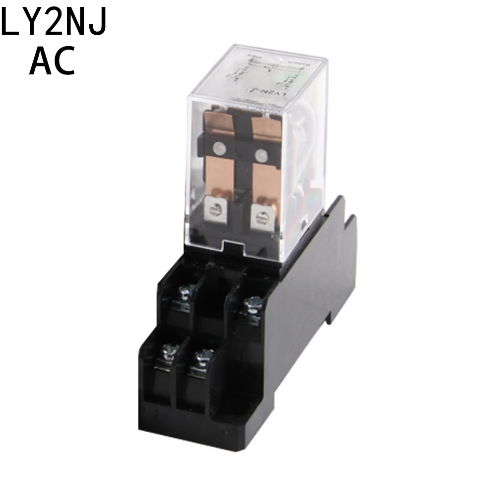 AC 1Set High-quality  AC 12V 24V 36V 48V 110V 220V 380V Coil Power Relay LY2NJ DPDT 8 Pin HH62P JQX-13F With Socket Base