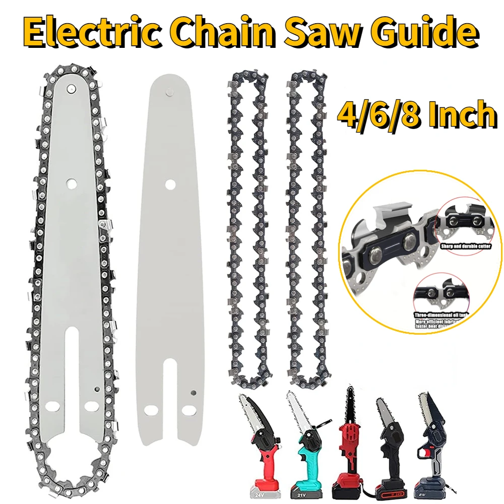 

Electric Chain Saw Guide Replacement Mini Steel Chainsaw Chains Garden Portable Electric Saw Parts Blade 4/6/8 Inches