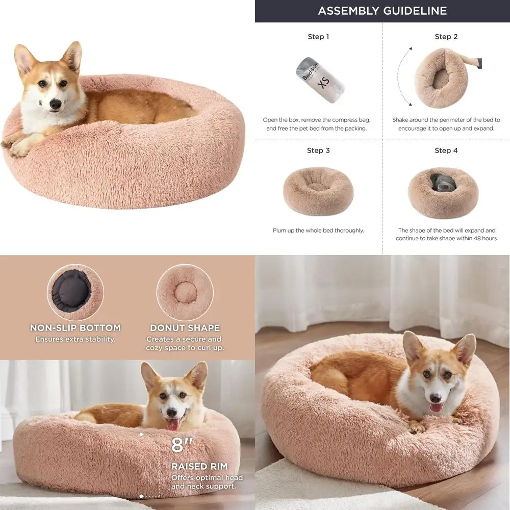 

Medium Size Washable Plush Donut Dog Bed, 30 Round, Up to 45 lbs, Pink