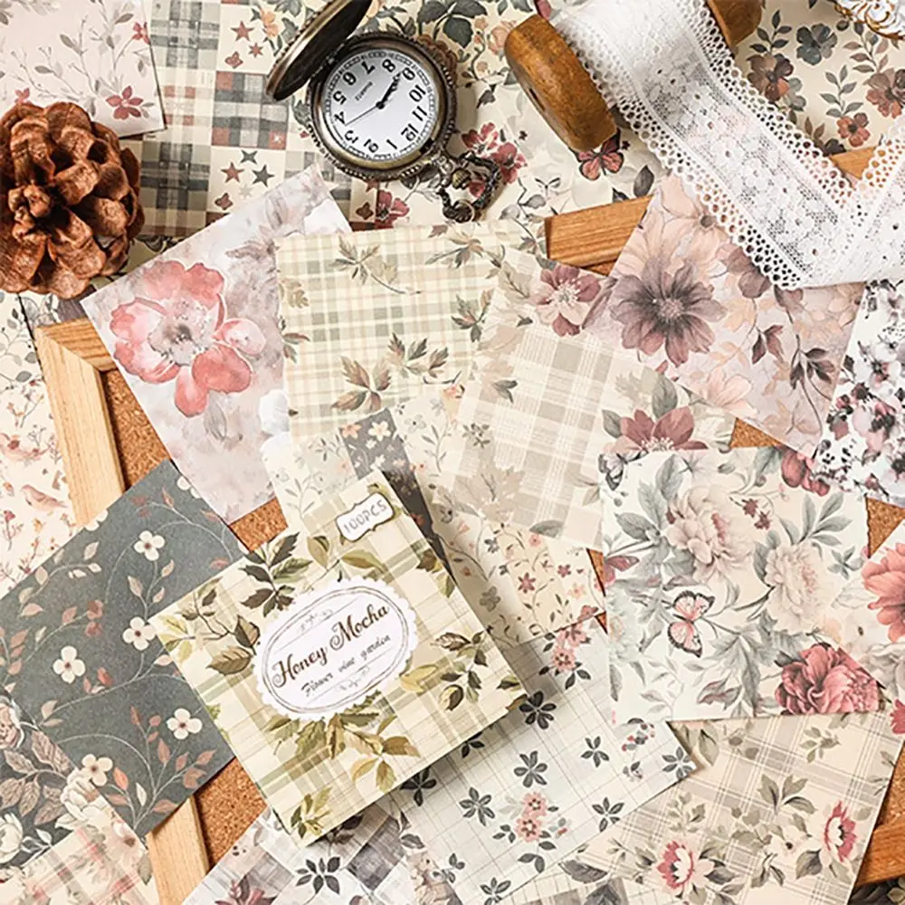 100Pcs Fashion Flower Vine Themed Non-Sticky Notes DIY Non-Sticky Message Notes Stationery Notepad