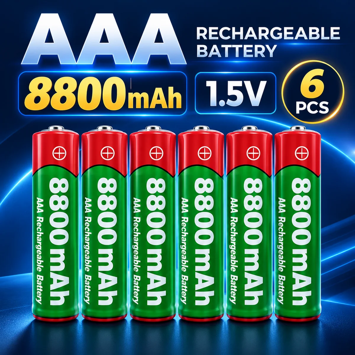 8800mAh 1.5V AAA Rechargeable Alkaline Battery for Clocks Mice Computers and Toys