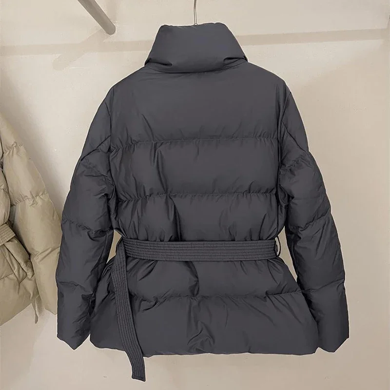 High-Quality Down Cotton-Padded Jacket Women's With Belt  Parkas Winter New Fashion Warm Cotton Coat Outwear Tops Female