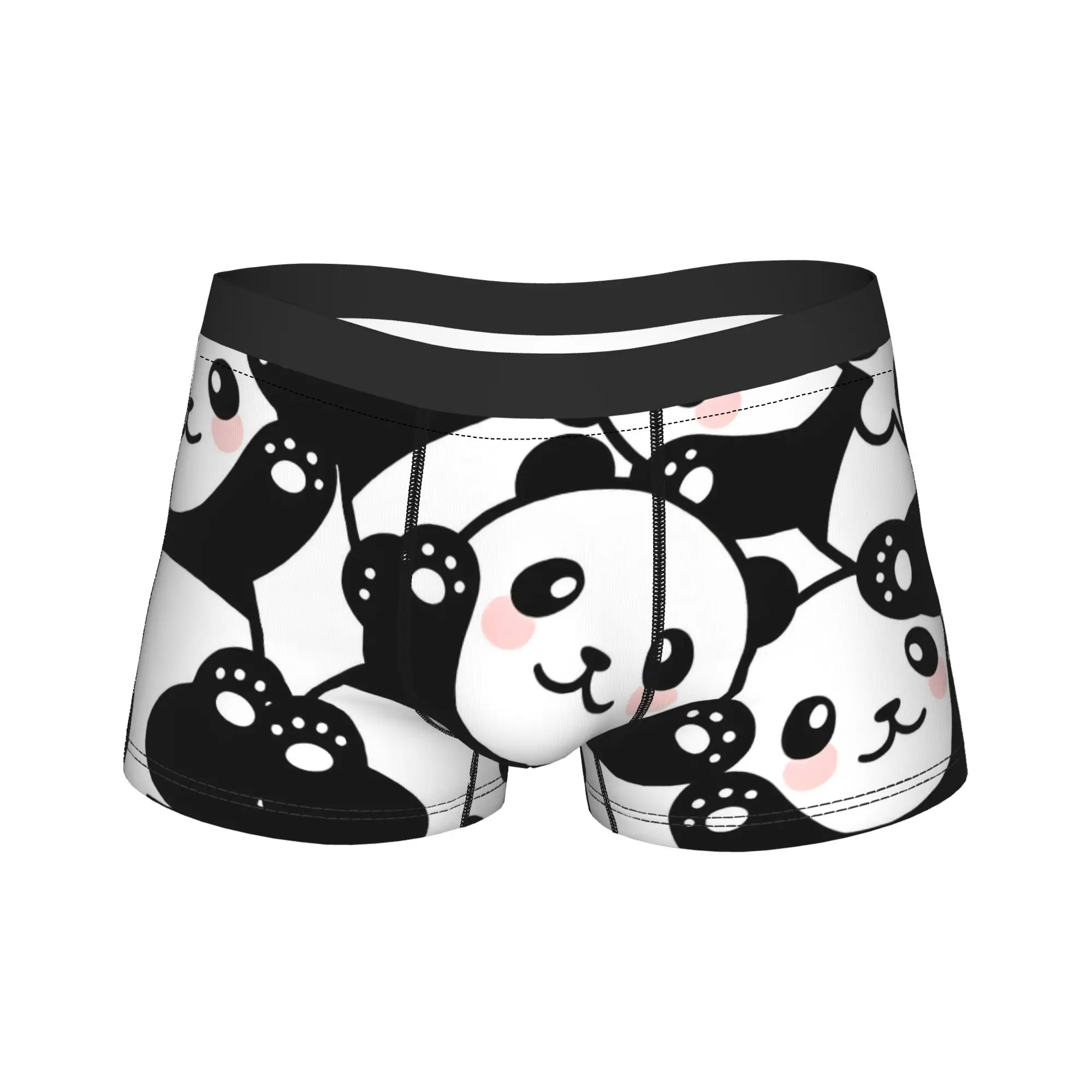 

Adorable Panda Bear Seamless Pattern Underwear Male Boxer Brief Sexy Soft Trunk Quality Print Large Size Panties