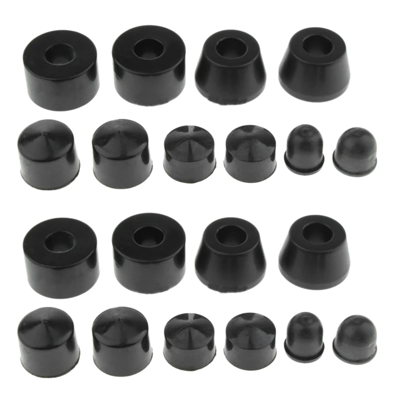 20Pcs Longboard Skateboard Bushings Conical Cylinder Bushing Pivot Cups Set Accessories For Longboard Truck Black