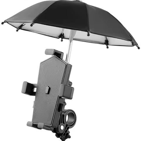 Motorcycle Mobile Phone Holder Stand &amp; Umbrella Rainproof Sunshade Bicycle Outdoor Scooter Phone Clip Handlebar Mount For iPhone