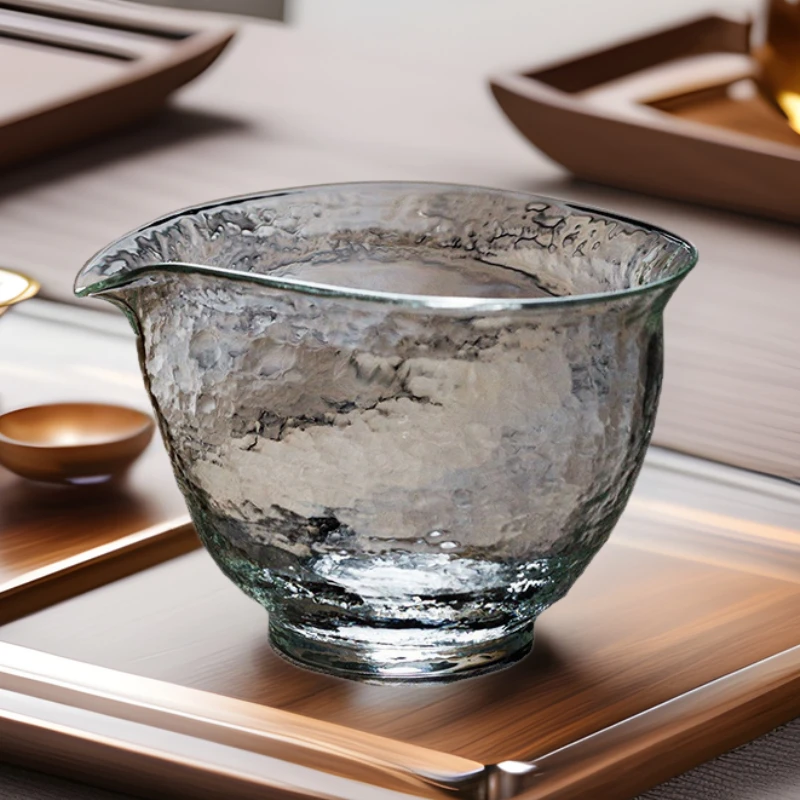 210ml Hammer Pattern Glass Fair Cup Heat Resistant Tea Dispenser Fair Mug Chahai Glass Tea Cup Kung Fu Tea Set Accessoris New