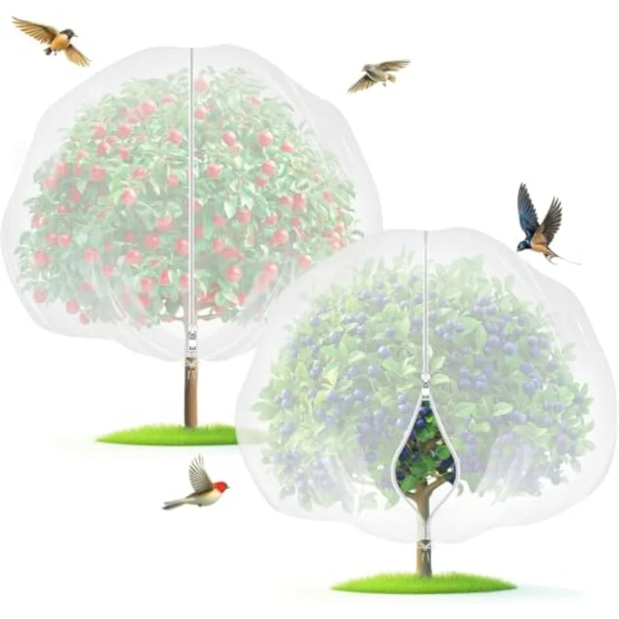 

Garden fruit tree netting for pest control: polyethylene, black, zipper and drawstring closure, fine mesh insect barrier for bl