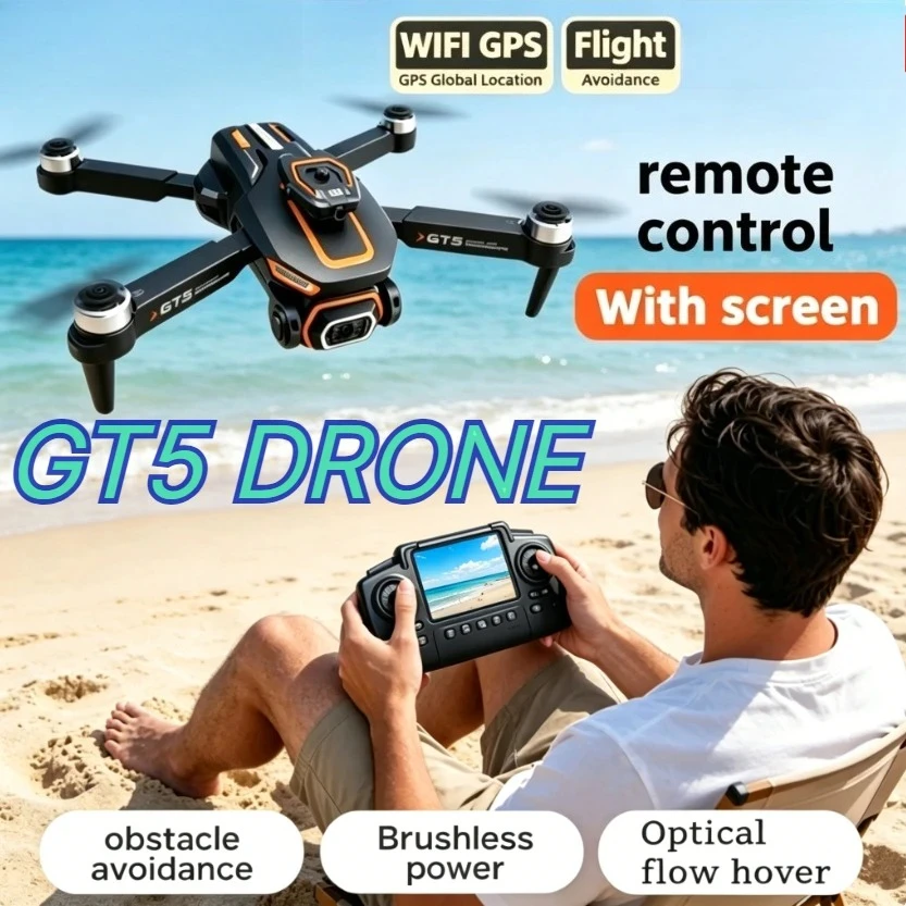 Fpv Brushless Rc Drone 4K - Original GT5 RC Drone With Screen